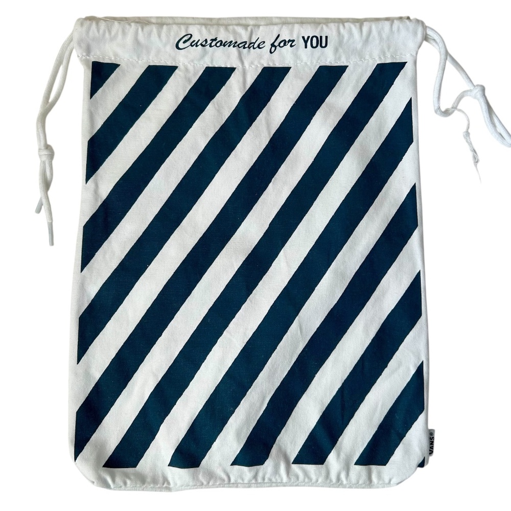 Vans Canvas Shoe Sack String Closure Blue Stripes on White Customade NEW
